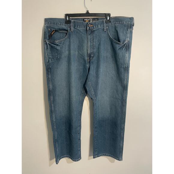 Ariat Rebar M4 Relaxed Boot Cut Jeans Men's Big & Tall Size 42x30 Blue Cotton - Picture 1 of 11